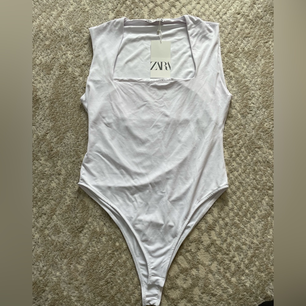 White Square Neck Zara Body Suit